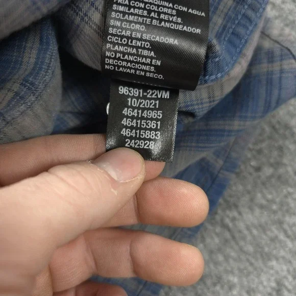 Harley Davidson Shirt Mens Medium Blue Plaid Graphic Motorcycle Biker Mechanic - Picture 6 of 10